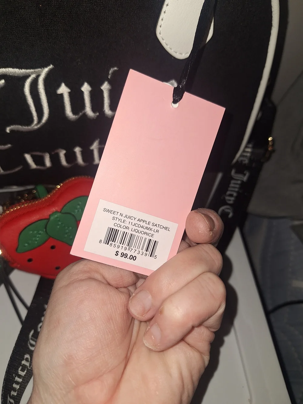 EXCLUSIVE Juicy Couture Black and White Satchel with Red Strawberry Accent - Picture 7 of 8
